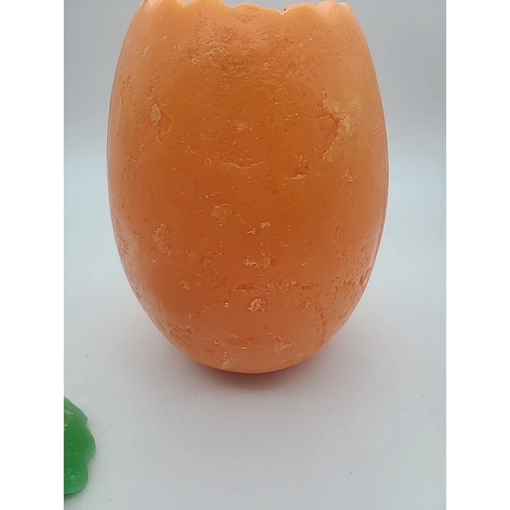 Large Orange Jack O'Lantern Pumpkin Candle Light Up Halloween Vintage Wax Decor